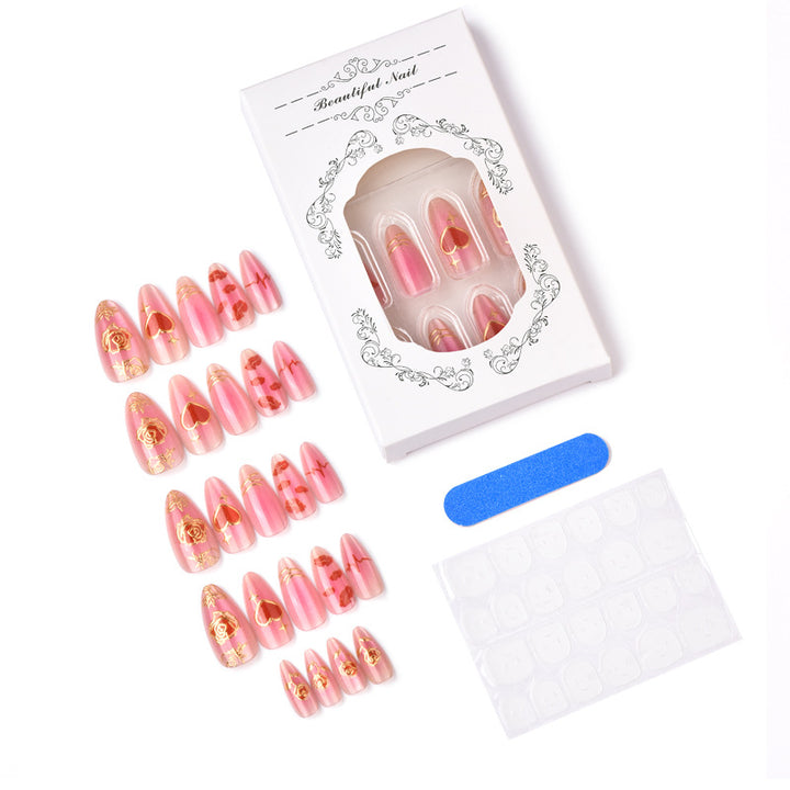 Artistic Heart and Floral Press-On Nail Set