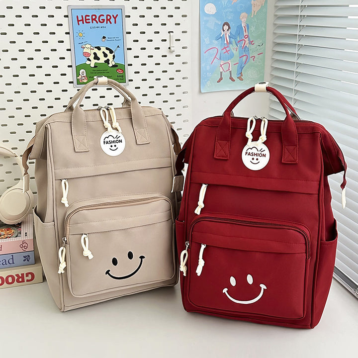 Trendy Multi-Pocket Smiley Face Backpack Stornfield