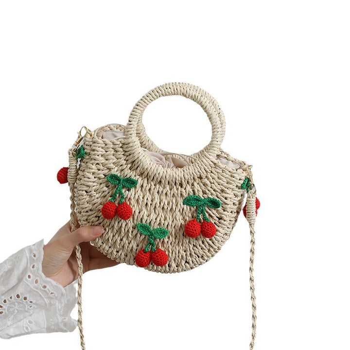 Bast bag with cheerful strawberry motifs Stornfield