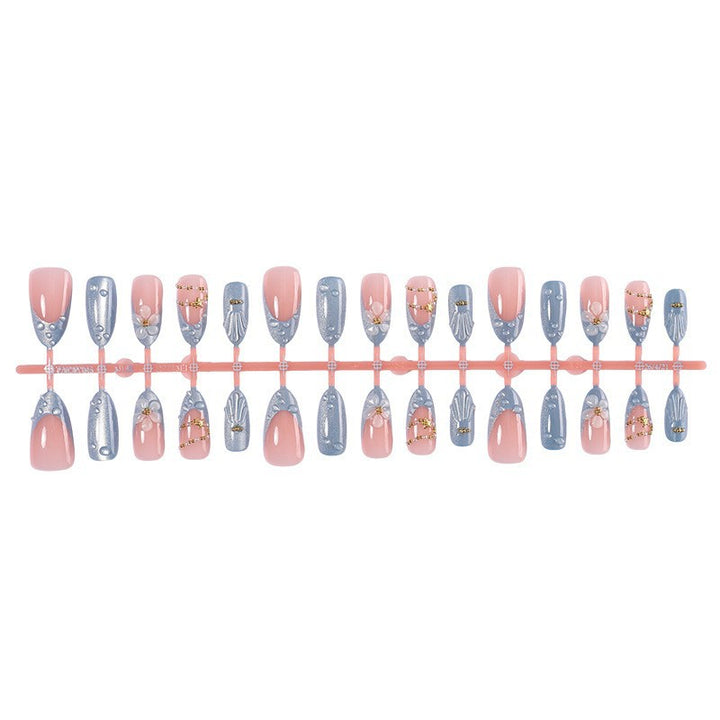 Decorative Press-On Nail Art Set with Gem Accents Stornfield