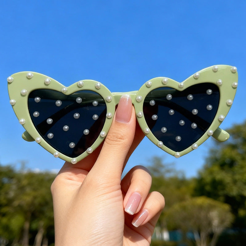 Pearl-Embellished Heart-Shaped Sunglasses Stornfield