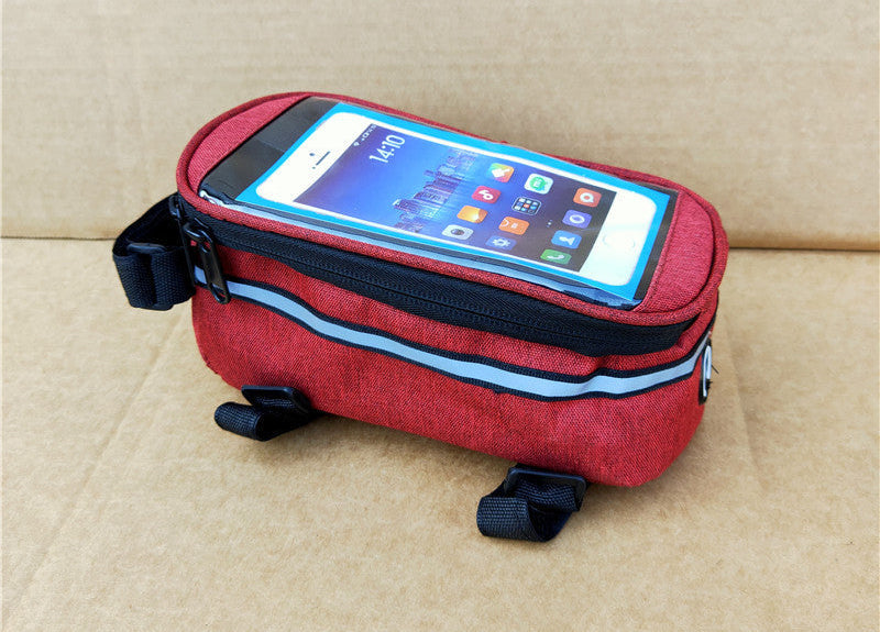 touchscreen top tube bike bag with waterproof compartment and reflective strip Stornfield