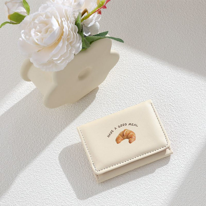 Croissant-Themed Leather Mini Wallet Stornfield