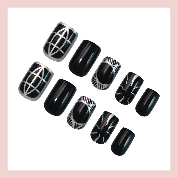Artificial nail set with geometric design Stornfield