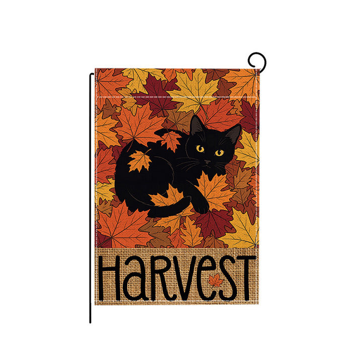 Decorative Autumn Harvest Garden Flag Double-Sided Burlap Accent