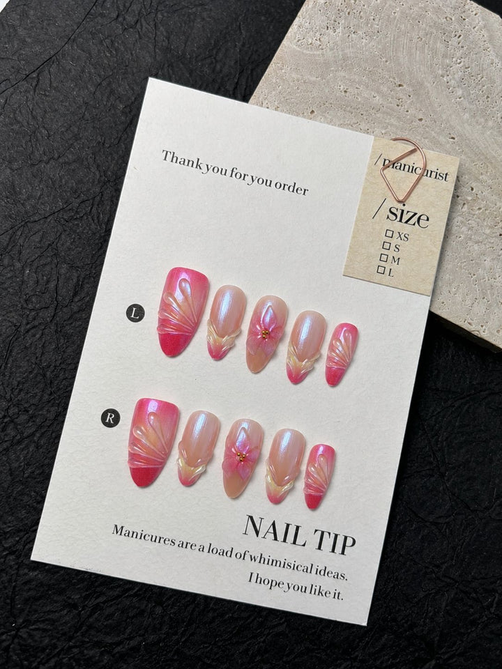 Artistic Floral Press-On Nail Set Stornfield