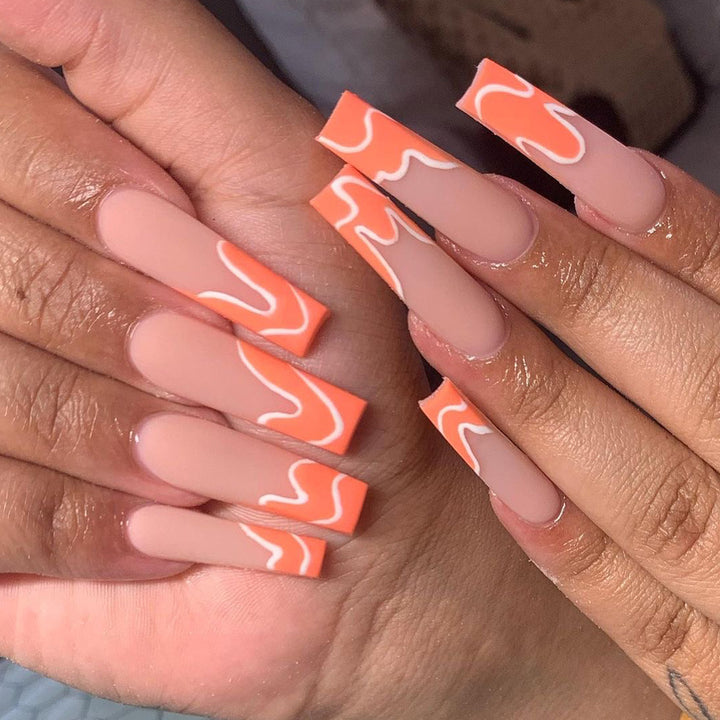 Artful acrylic nails with creative wave design Stornfield