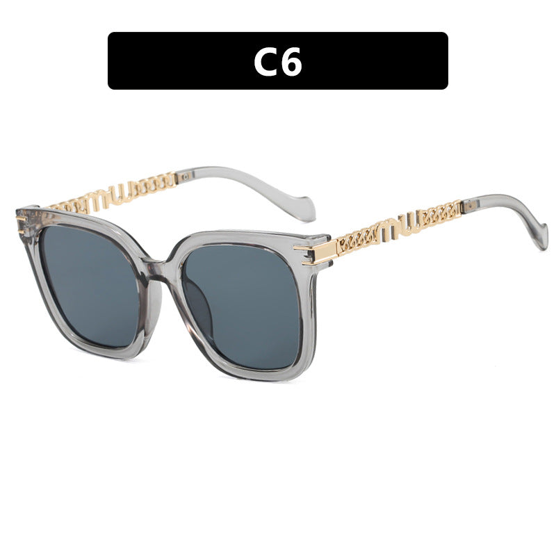 Ladies trendy square sunglasses with elegant frame and stylish gold accent Stornfield