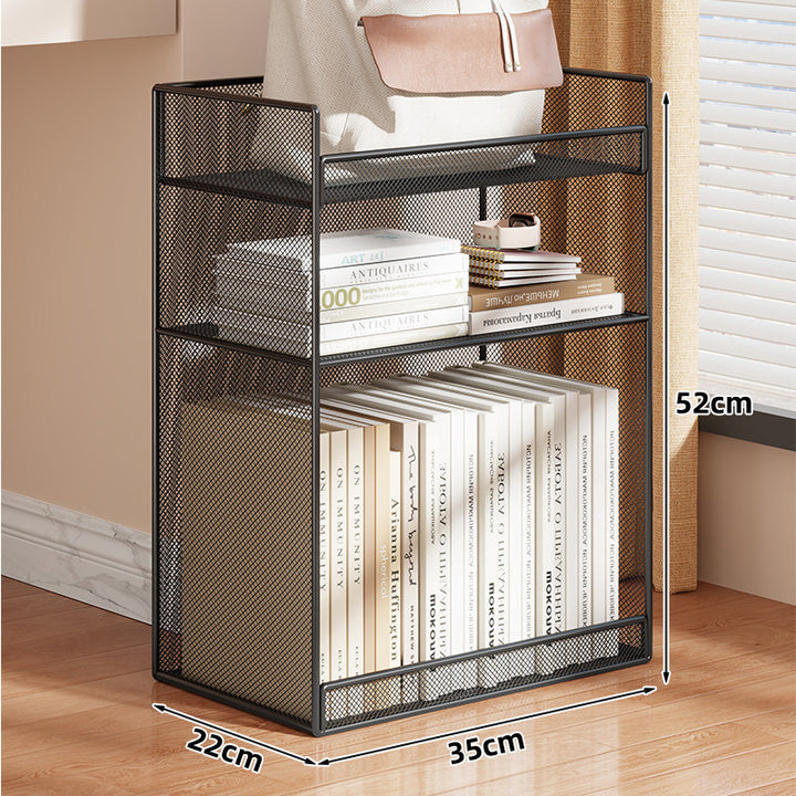 Vertical Grid-Mesh Double-Layer Desktop Book and Stationery Organizer