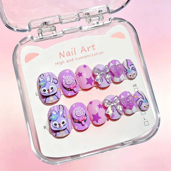 Customized Cartoon-Inspired Press-On Nail Art Set Stornfield