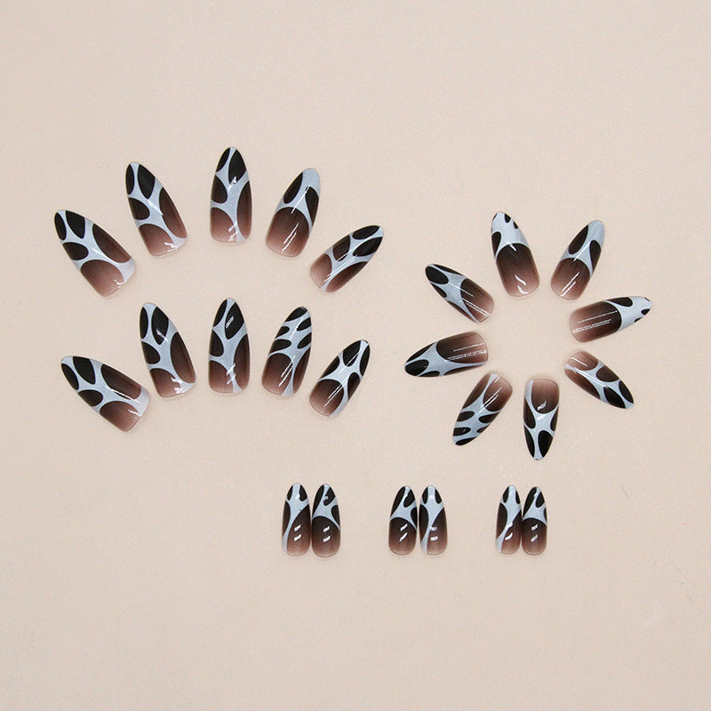 Artistic Press-On Nail Tips Set with Abstract Design