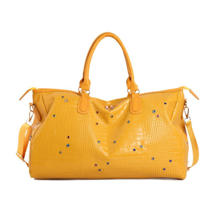 Stylish Crocodile-Texture Weekend Duffel Bag Stornfield
