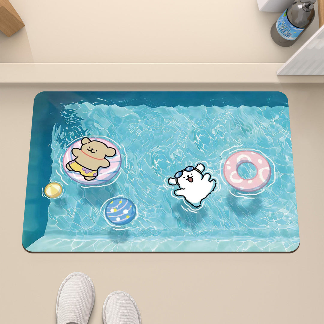 Cartoon Underwater-Themed Bath Mat