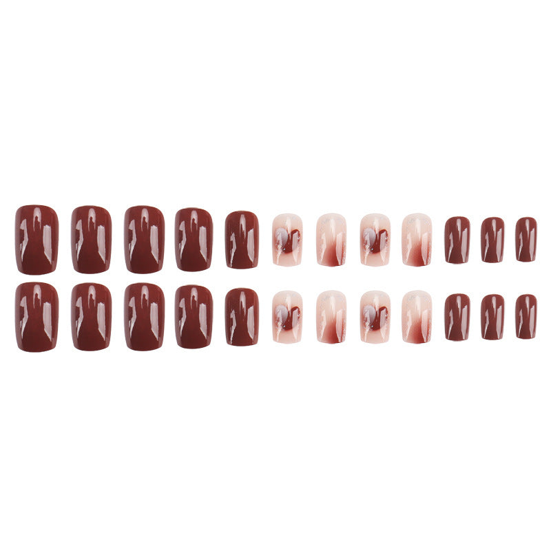 Elegant Glossy Press-On Nails with Gold Glitter Accents Stornfield