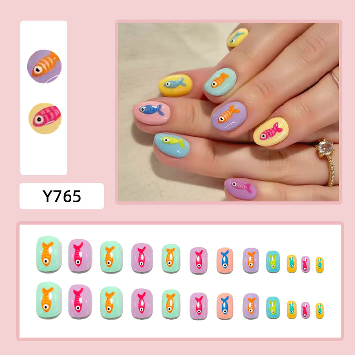 Creative artificial nails with playful fish design Stornfield
