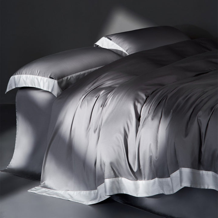 Luxury Satin Duvet Cover Set with Contrast Hem and Silk-like Finish