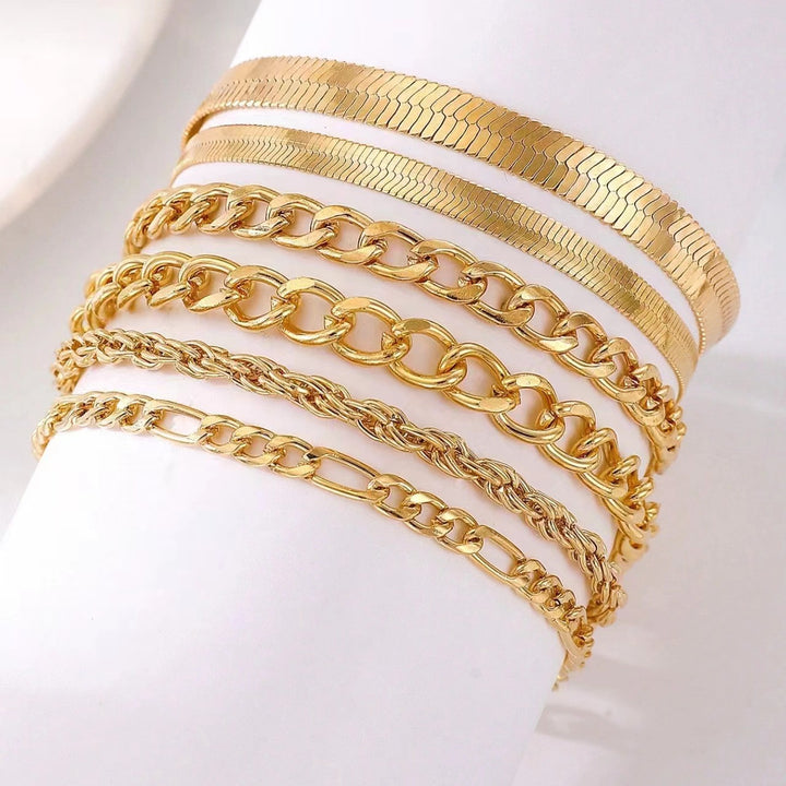 Multi-Style Gold Chain Bracelet Set Stornfield