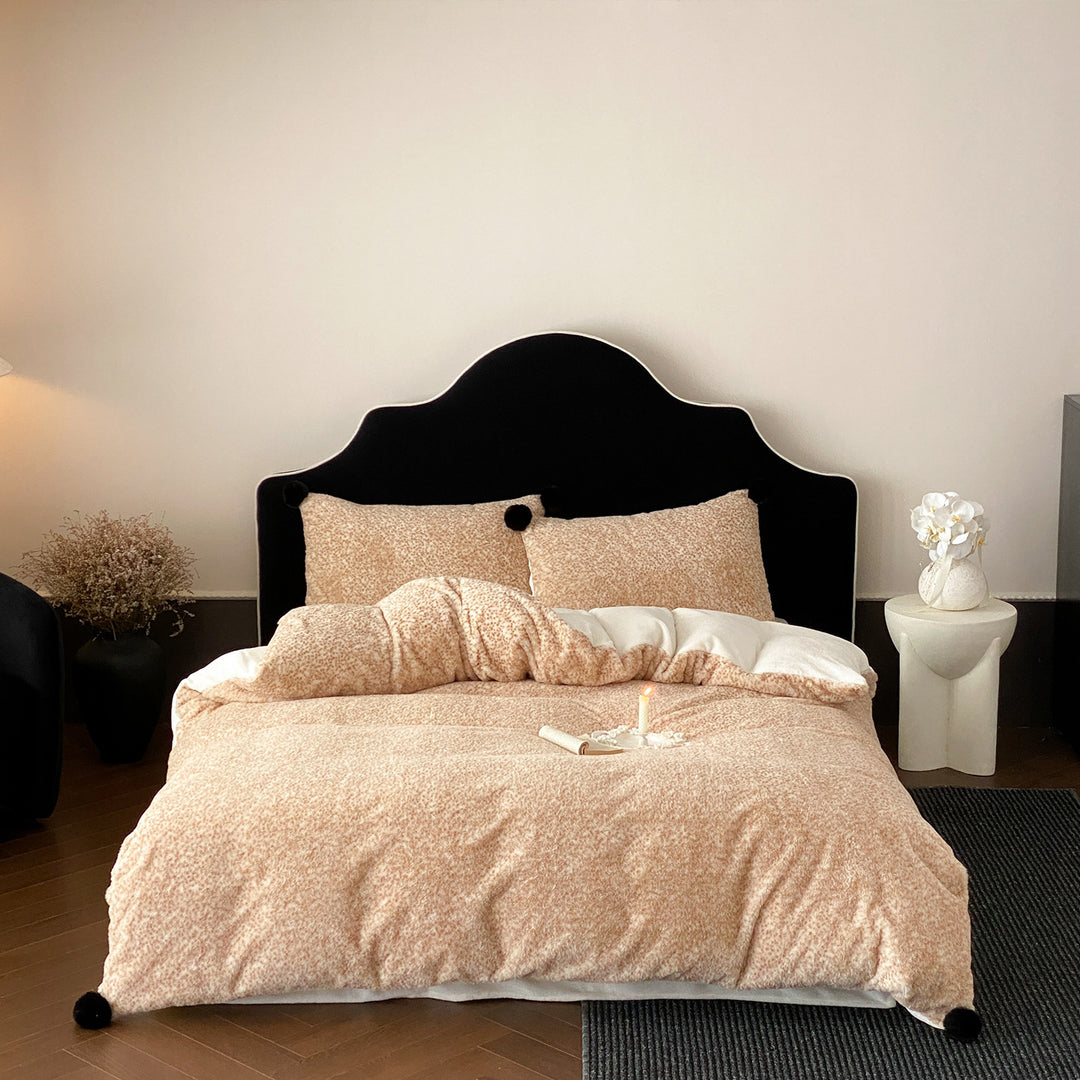 Plush Textured Duvet Cover Set with Pom-Pom Corner Accents and Matching Pillow Shams