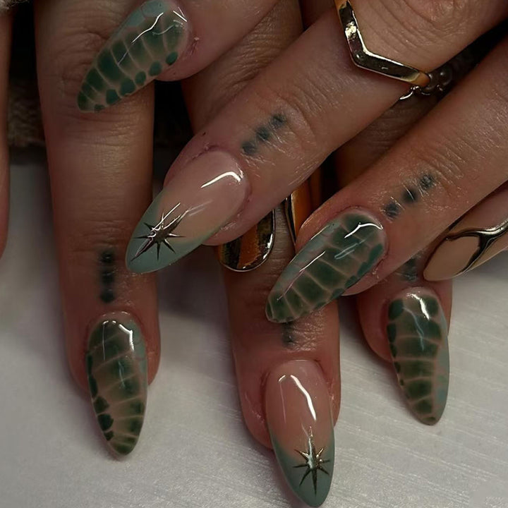 Artistic Almond-Shaped Press-On Nail Extensions Stornfield
