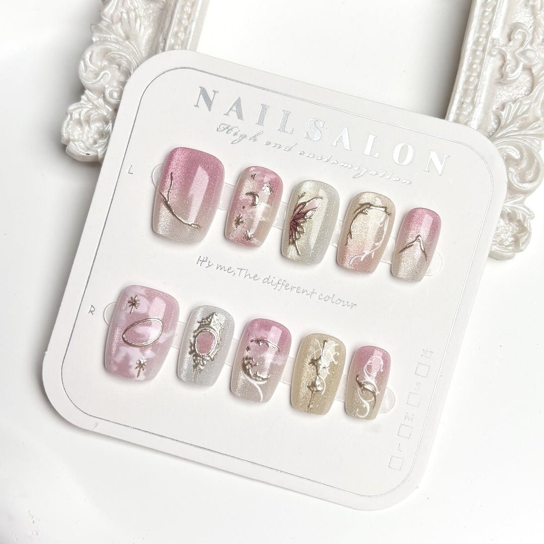 Artistic Floral-Design Press-On Nails