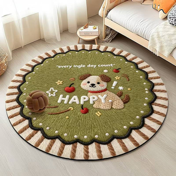 Playful Round Plush Area Rug