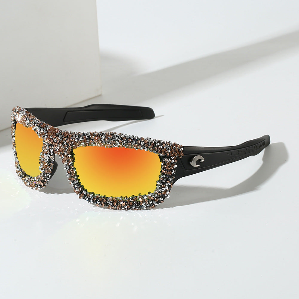 Women's sporty sunglasses with sparkling rhinestone frame Stornfield