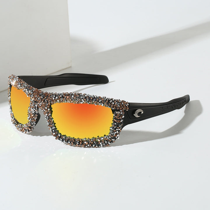 Women's sporty sunglasses with sparkling rhinestone frame Stornfield