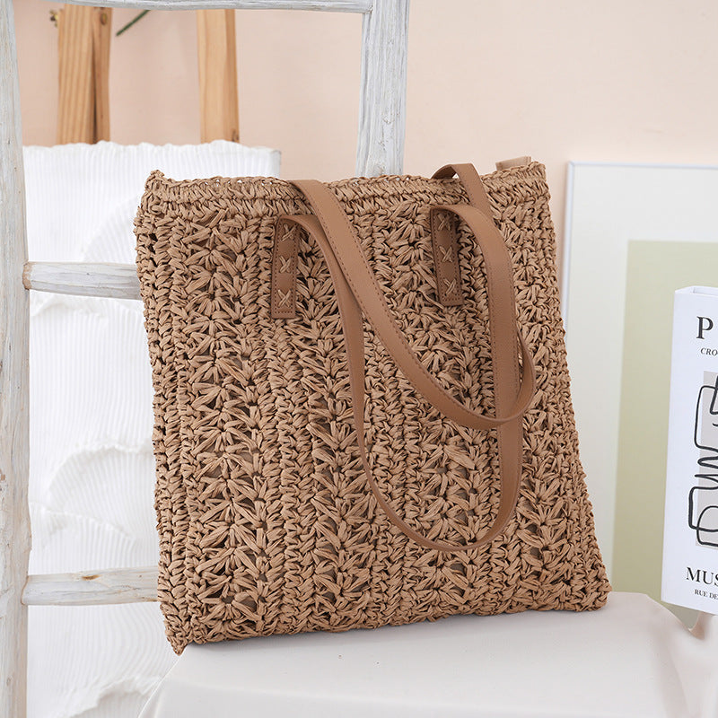 Handcrafted jute bag with stylish leather handles Stornfield