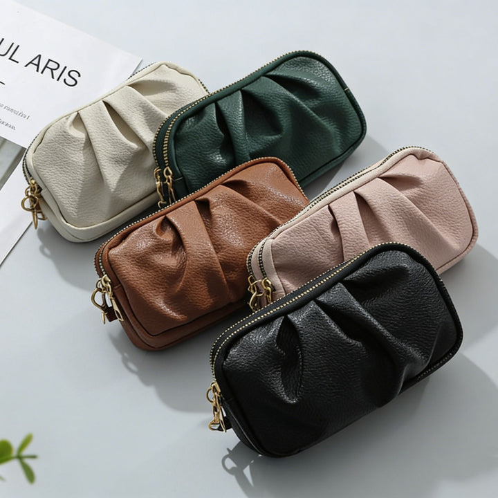 Textured Leather Zip Clutch Wallet Stornfield