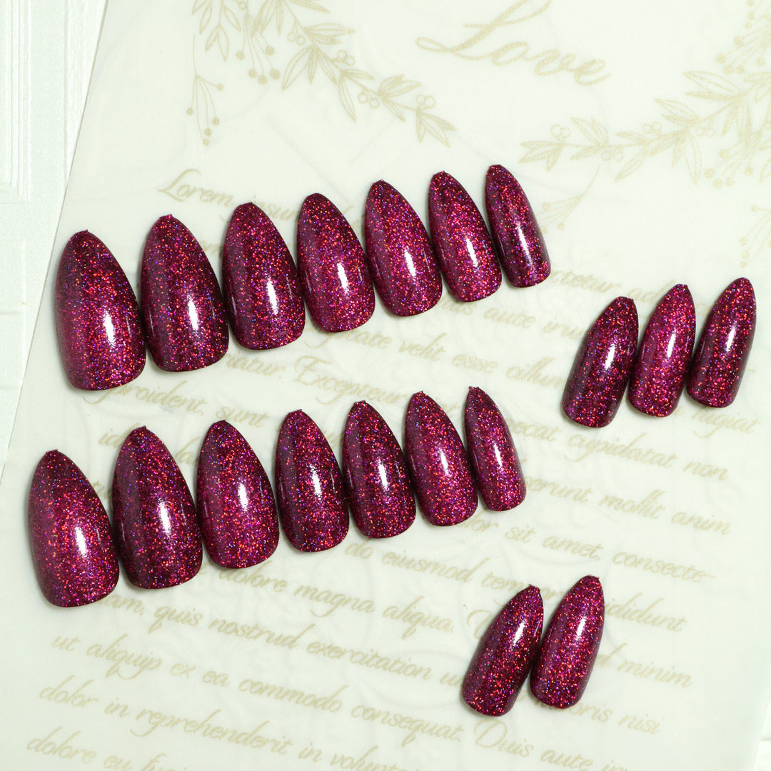 Glamorous Glittery Almond-Shaped Press-On Nails Stornfield
