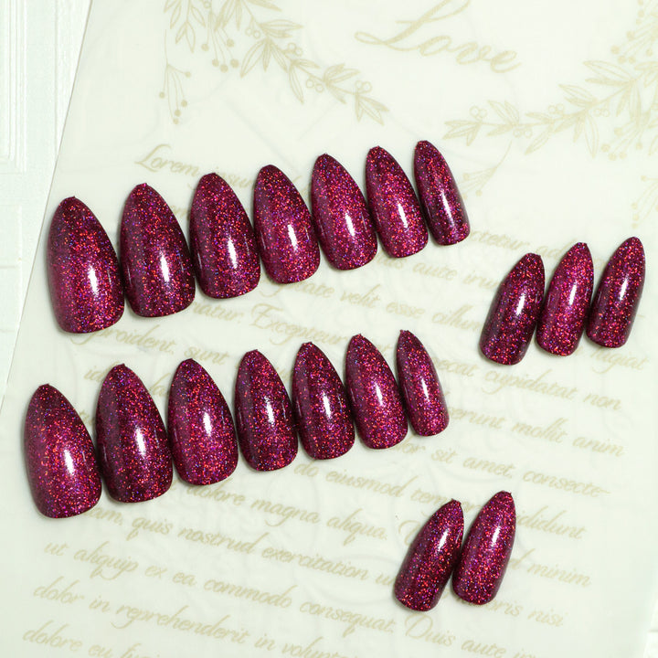 Glamorous Glittery Almond-Shaped Press-On Nails Stornfield