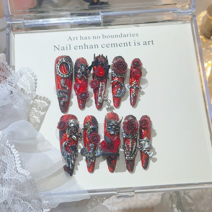 Gothic-Inspired 3D Nail Art Set