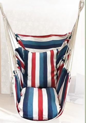 Hanging hammock chair with reinforced cotton canvas and integrated arm pockets Stornfield