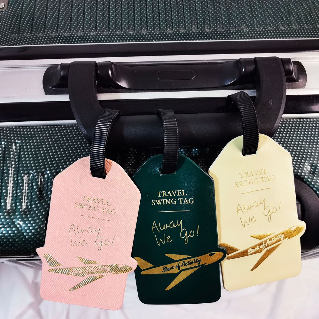 premium travel luggage tag with embossed airplane motif Stornfield