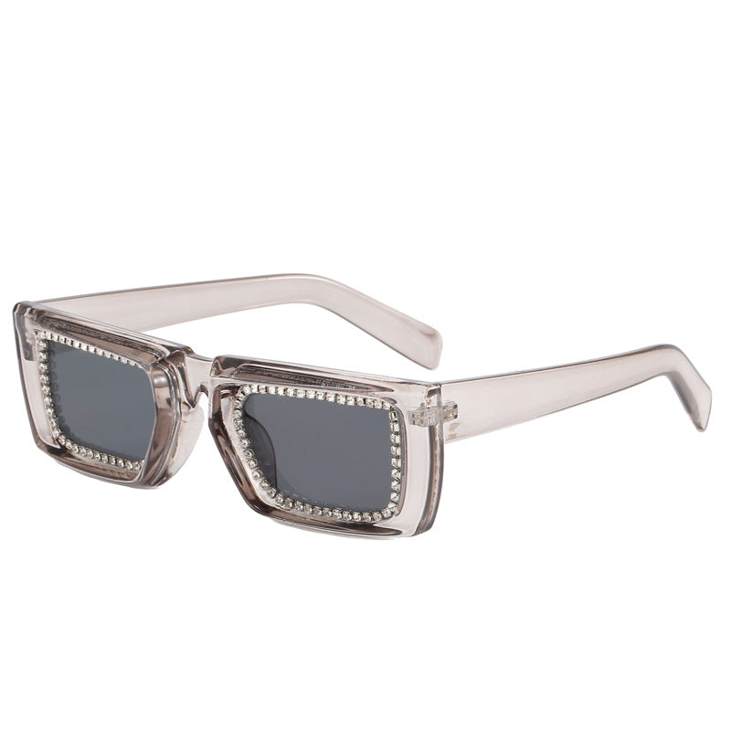 Women extravagant square sunglasses with glittering frame Stornfield
