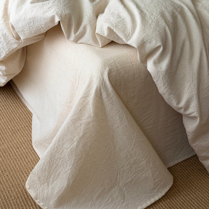 Botanical Embroidered Lightweight Stonewashed Cotton-Linen Duvet Cover Set