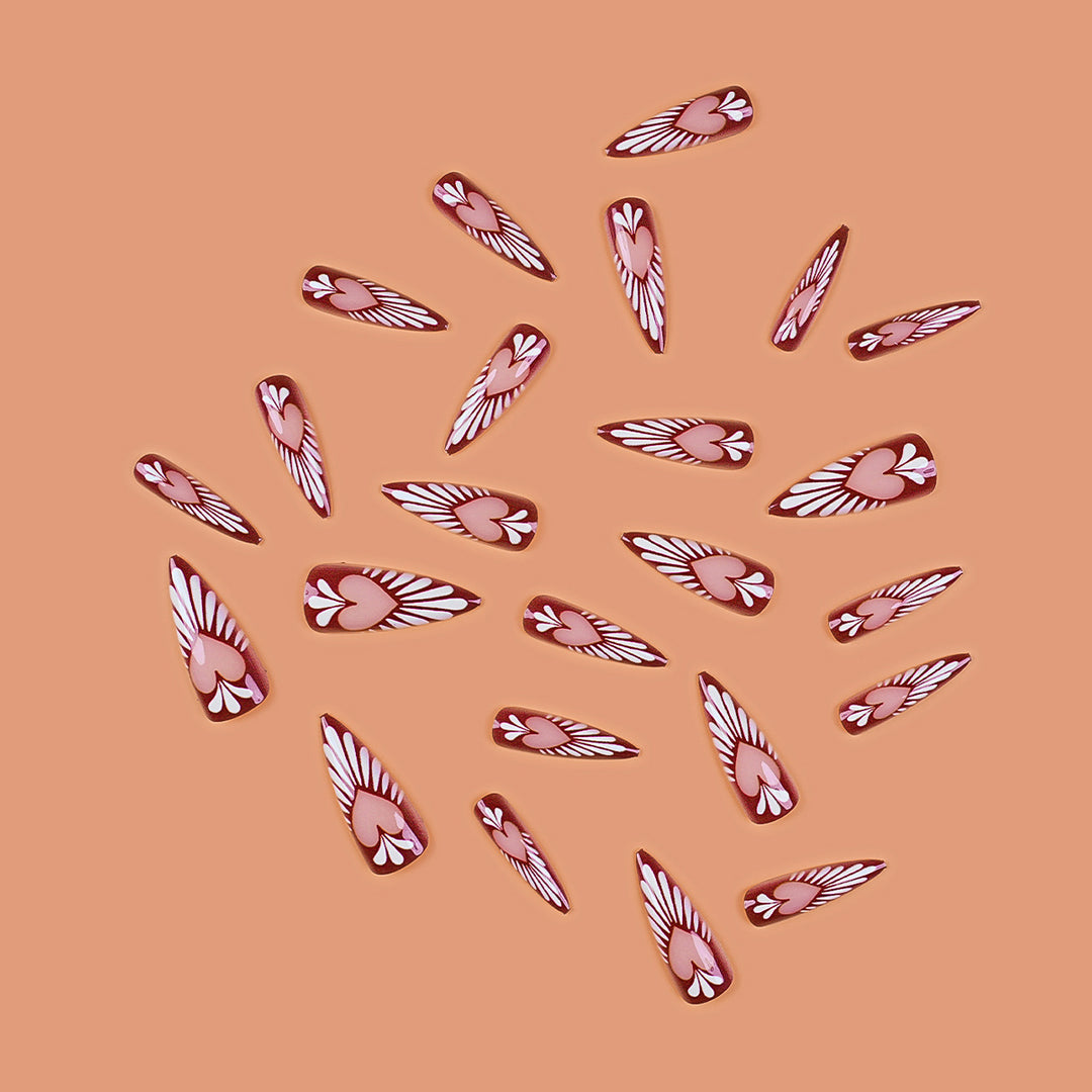 Heart-Inspired Press-On Nail Art Extensions