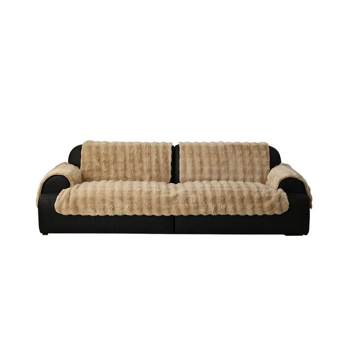 High-pile sofa cover set made of faux fur with seat, back and armrest covers Stornfield