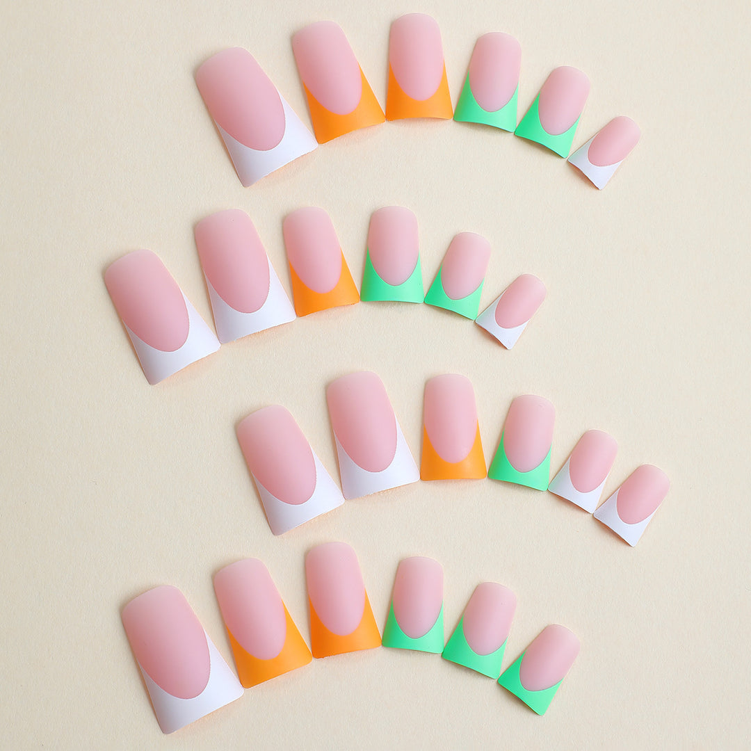 Artistic Press-On Nail Set with Unique Colorful Tips Stornfield