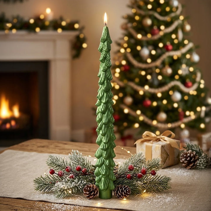 Handcrafted Sculpted Christmas Tree Taper Candle