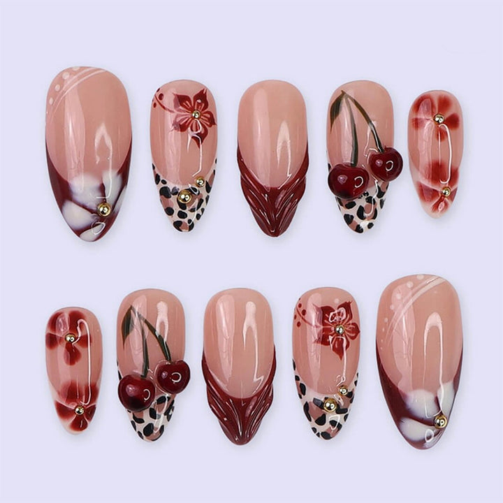 Creative Nail Design Set with Elegant Flower and Leopard Elements Stornfield