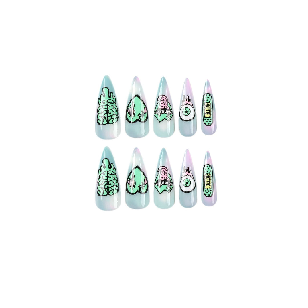 Artistic stiletto nails with creative designs and intricate detailing Stornfield