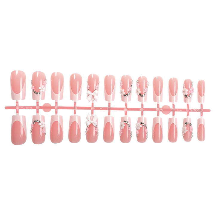 Decorative Press-On Nails Art Set with Floral and Gem Embellishments Stornfield