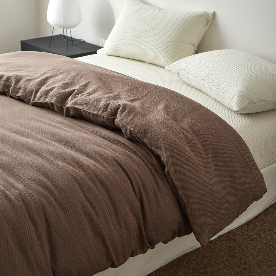 Washed Crinkle Linen-Blend Textured Duvet Cover