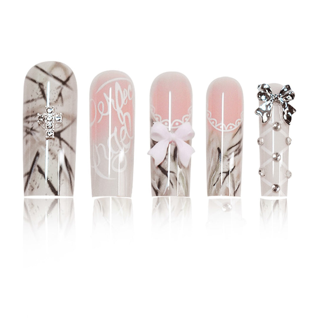 Decorative Long Press-On Nails Stornfield