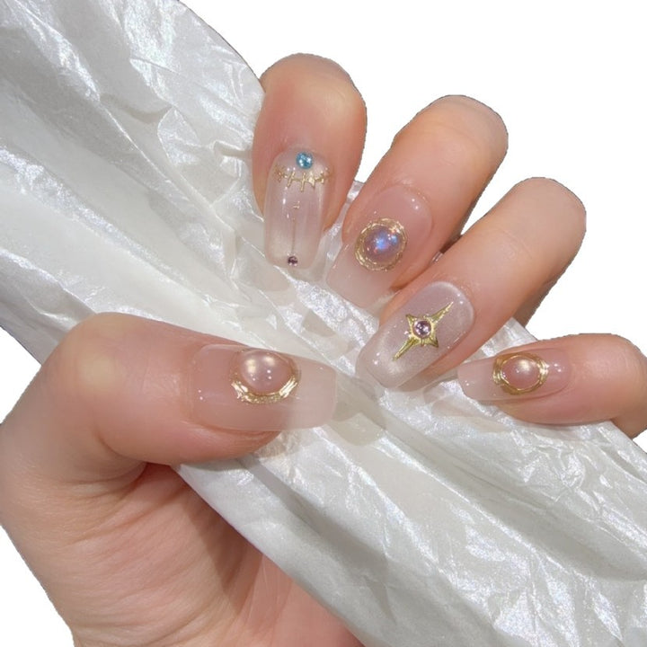 Decorative Press-On Nail Art Set with Gemstone Accents Stornfield