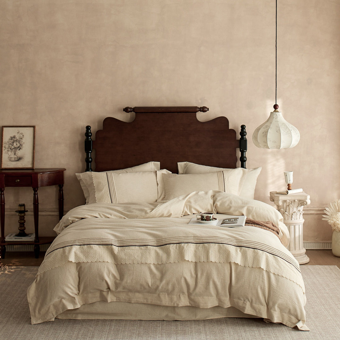 Luxury Washed Linen Duvet Cover Set with Button Closure