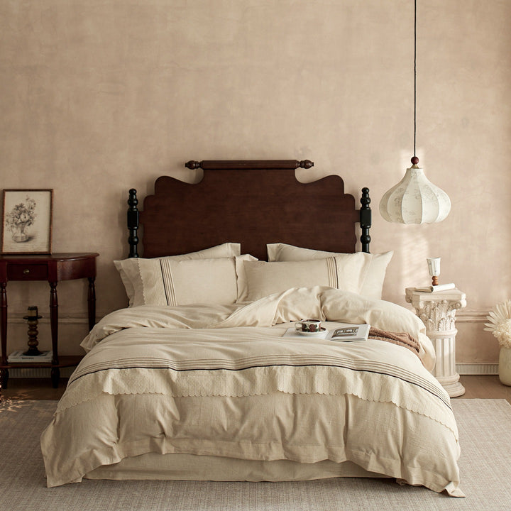Luxury Washed Linen Duvet Cover Set with Button Closure