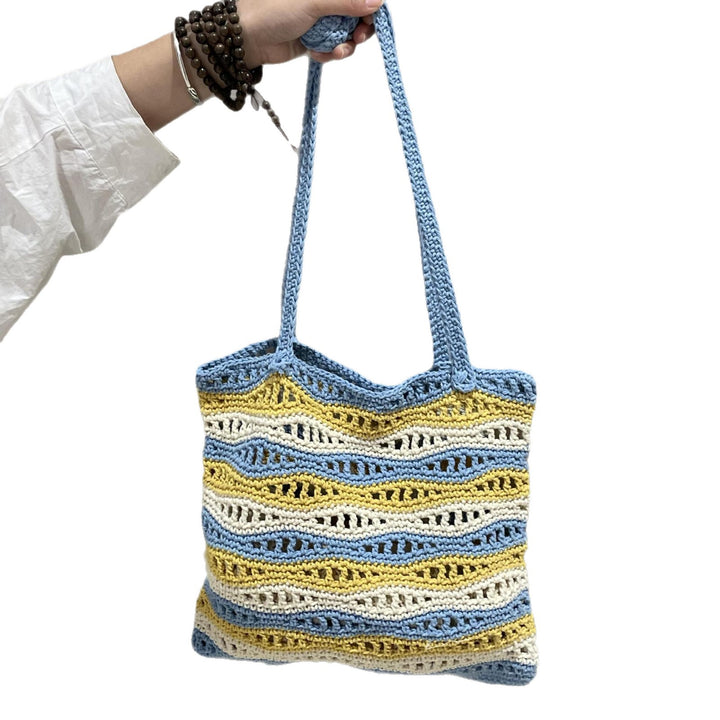Hand-knotted beach bag with wave pattern Stornfield