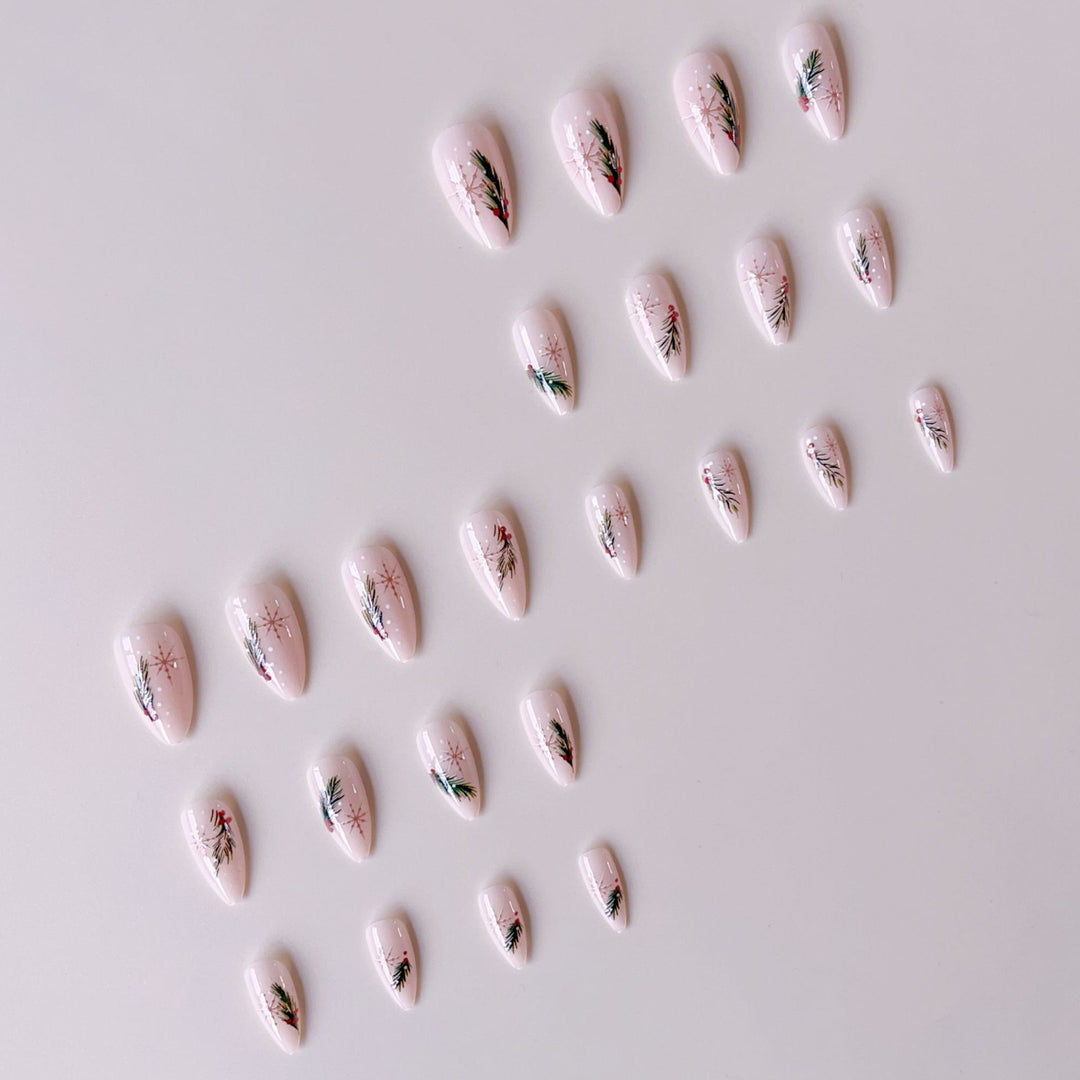 Artificial nail set with winter fir tree application Stornfield